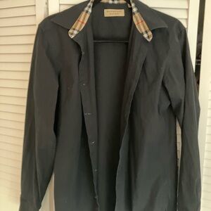 Burberry Black Lightweight Shirt with Plaid Collar